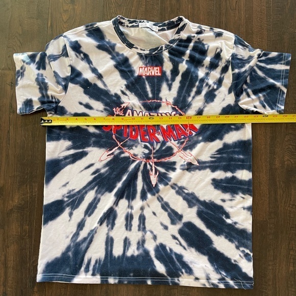 ZARA‎ + MARVEL Spider-Man Tie Dye Blue White Short Sleeve Size Medium - Picture 3 of 5
